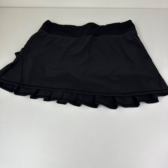 Lululemon Run Pace Setter Skirt Black Pickleball Tennis With Built-In Shorts 8 - Picture 4 of 9